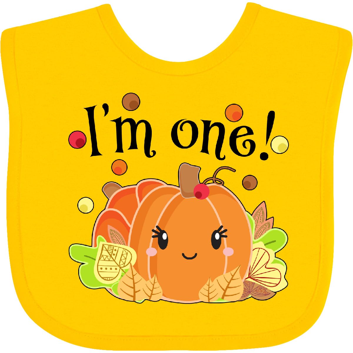 inktastic I'm One- Pumpkin Birthday Autumn Baby Bib Heather and White 331b5