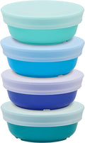 Re-Play 12 oz. Toddler Bowls Set of 4 with Lids - Kids Deep-Walled, Durable & Reusable Snack and Meal Bowls, Dishwasher & Microwave Safe, BPA-Free, Made in USA from Recycled Plastic, True Blue
