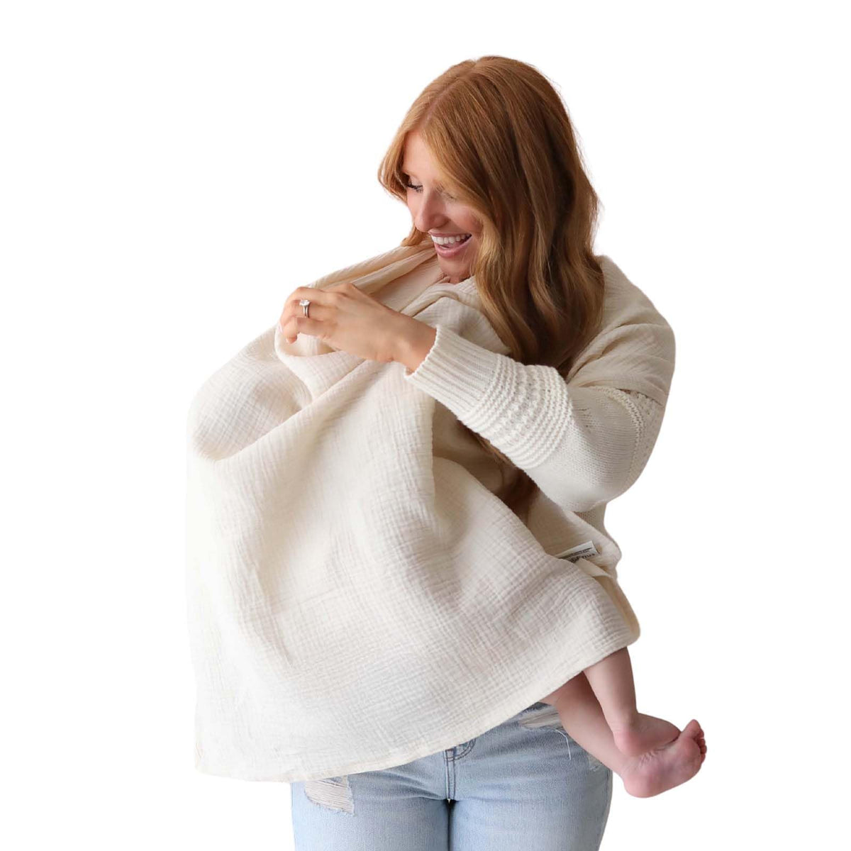 snuggle me Organic Muslin Nursing Cover Up For Baby Breastfeeding - Slate