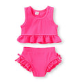 Baby Swimsuit Toddler Girl Bathing Suit Summer Solid Color Bikini Set Beach Two Piece Swim Wear (Hot Pink, 18-24 Months)