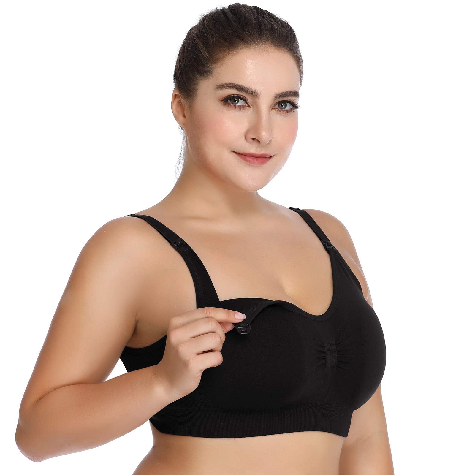 Lataly Womens Seamless Nursing Bra Sleeping Maternity Bralette for Breastfeeding Color Black White Grey Size 2XL