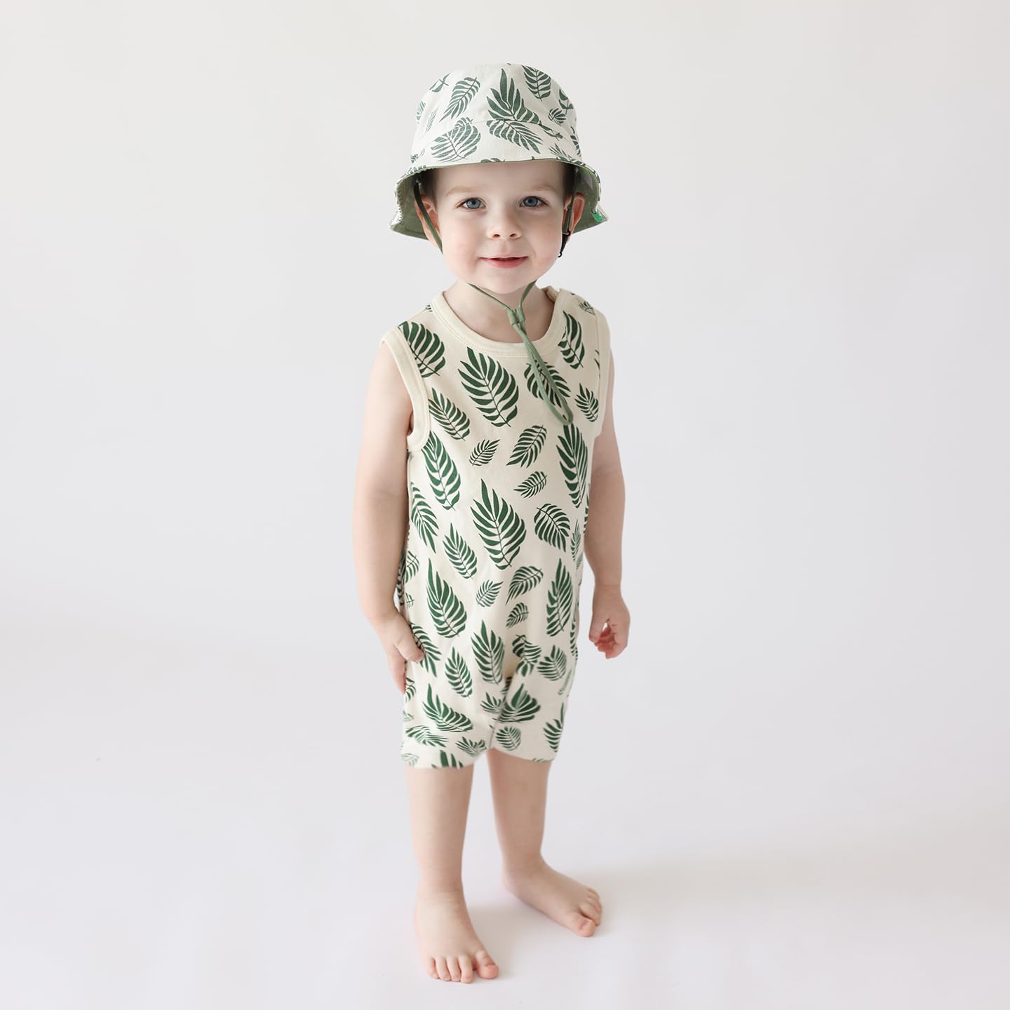 PARADE Organic Tank Rompers - Signature Prints Palm Leaves 3-6 Months
