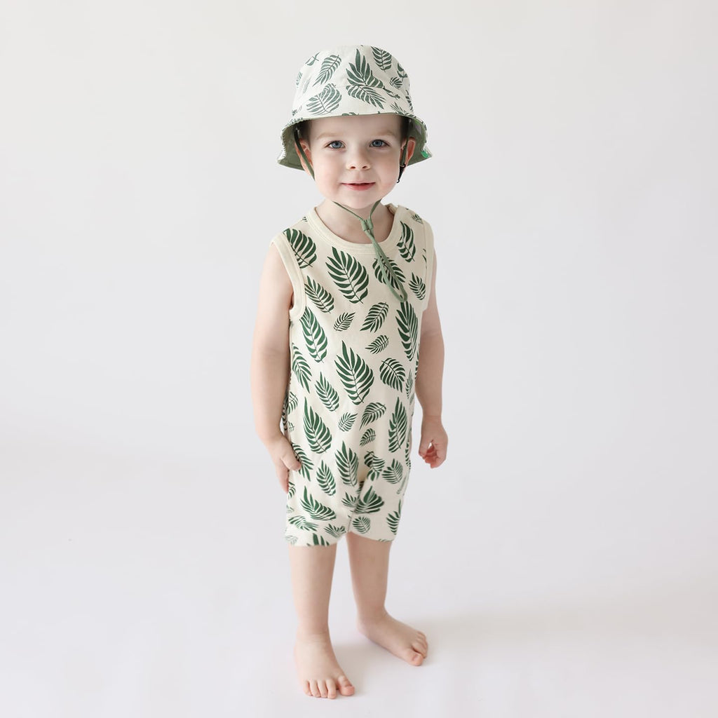 PARADE Organic Tank Rompers - Signature Prints Palm Leaves 2T