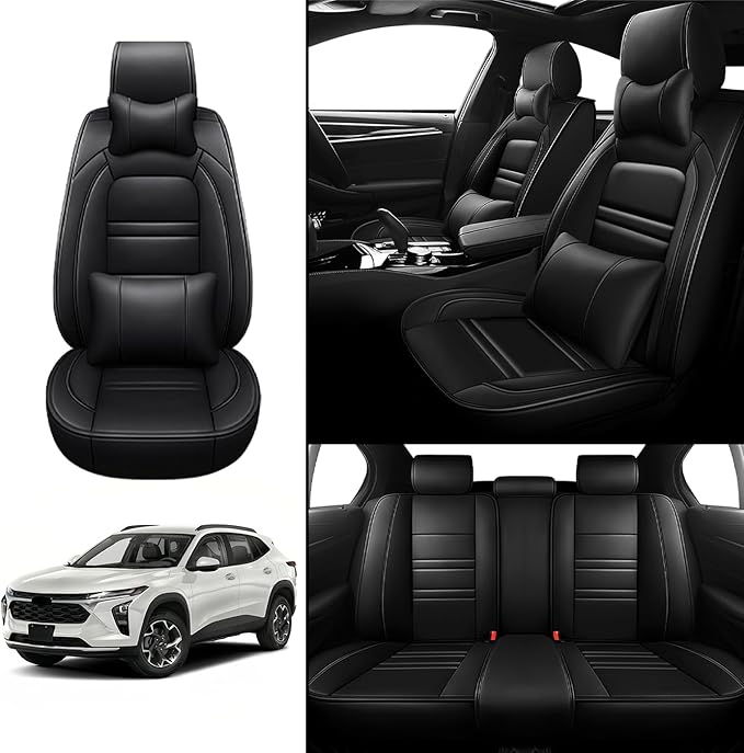 Car Seat Covers for Chevy trax 2015-2025 | 5-Seats Seat Covers, Waterproof Seat Protectors, Automotive Seat Covers (Full Set with Pillow,Black)