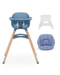 Lalo The High Chair Infant Kit - Convertible Wooden High Chair for Babies & Toddlers with Infant Support & Cushion, Grows with Your Child, Dishwasher Safe Tray, Adjustable Footrest Blueberry