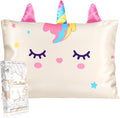 Kids Pillowcases Standard Size 20"x26" - Cute Cartoon Soft Breathable Silk Pillow Cases for Hair and Skin with Hidden Zipper for Girls Fun Kawaii Design for Bedding, White Unicorn