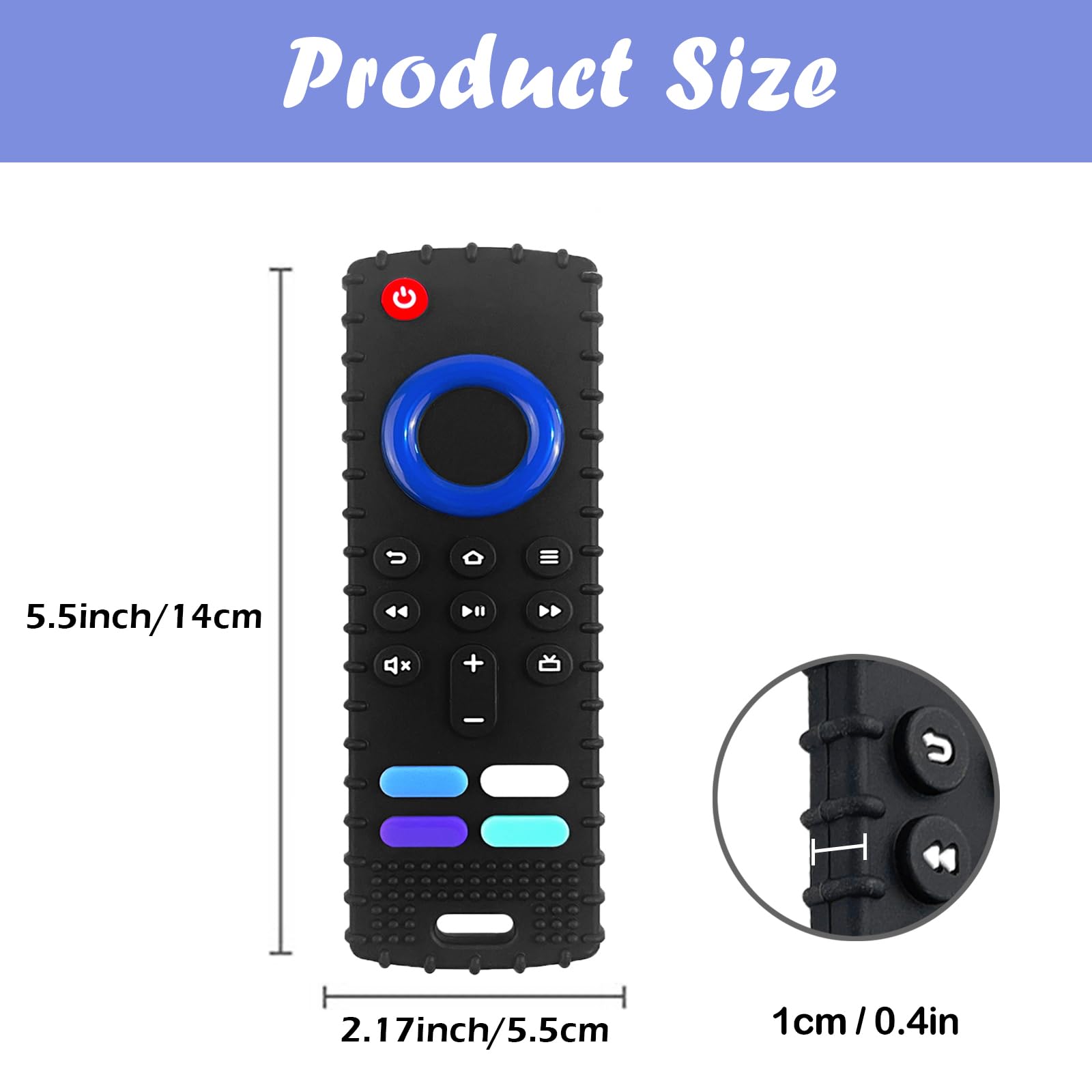 ERSIHUA 2-Pack Baby Teething Toys-TV Remote Control Shape Silicone Infants Teething Toys for Babies 0-18 Months,BPA-Free (2packs-Black)