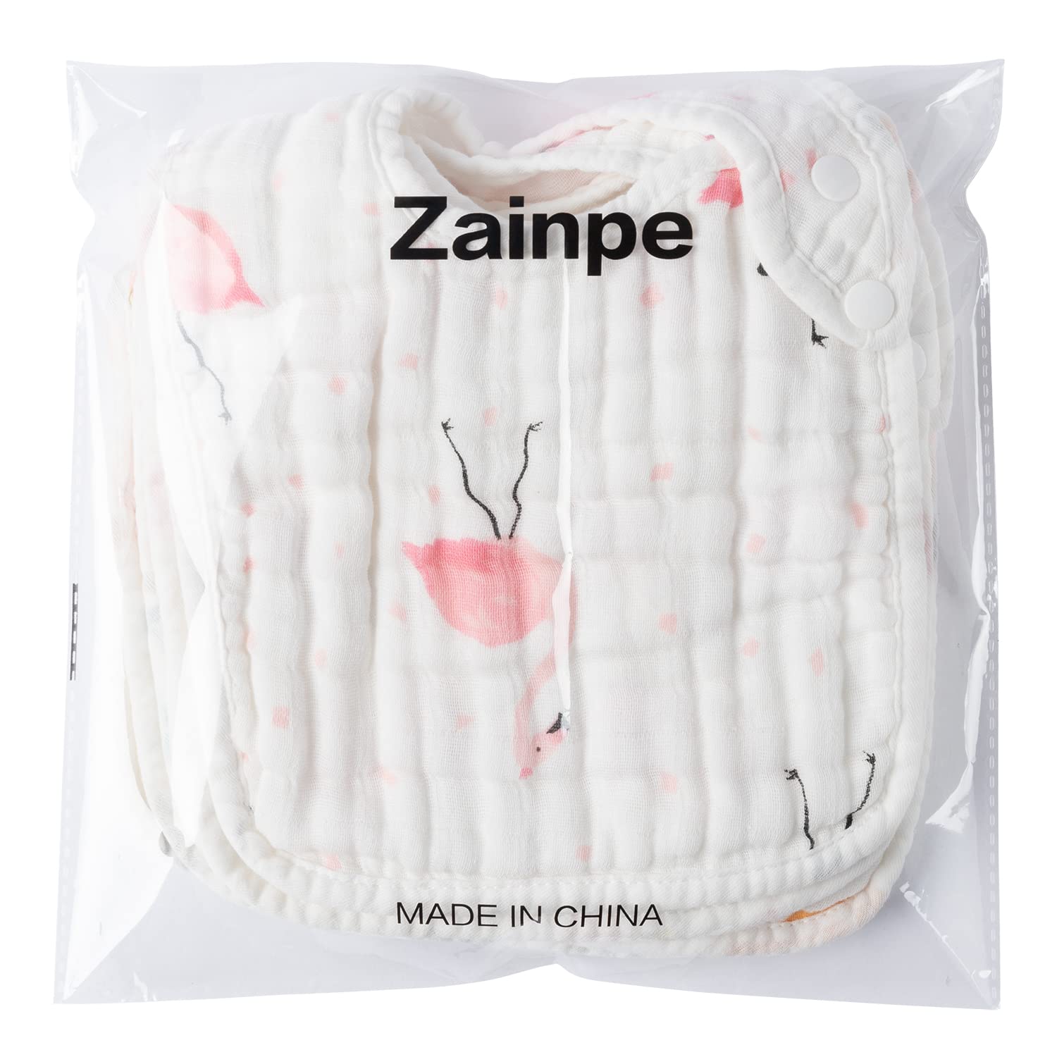Zainpe 6Pcs Snap Muslin Cotton Bibs for Baby Rainbow Unicorn Flamingo Machine Washable Burp Cloths with 6 Absorbent Soft Layers for Girl&Boy Infant Newborn Toddler Feeding Drooling Teething