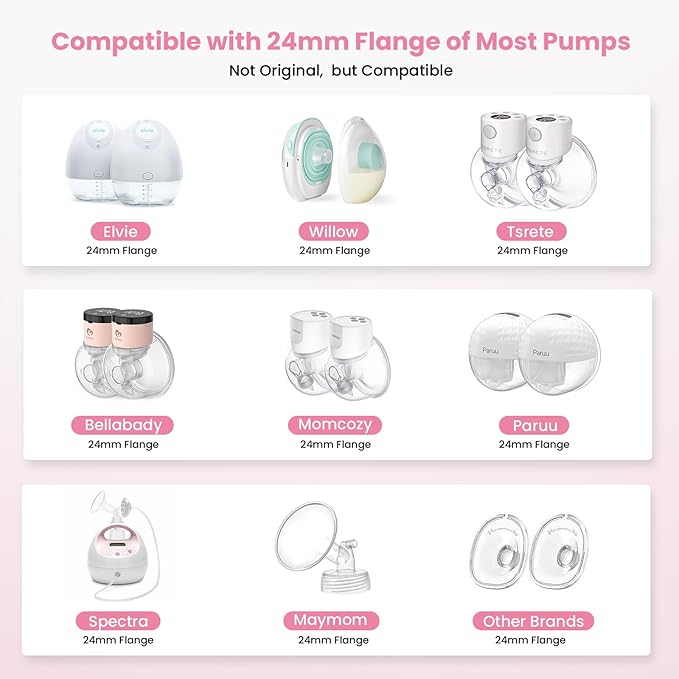 Flange Sizing Kit(10PCS) 13/15/17/19/21mm & Nipple Ruler & Cleaning Brush, Silicone Flange Insert for 24mm Flanges/Shield (Momcozy/Spectra/Bellababy), Breastfeeding Essentials for Moms