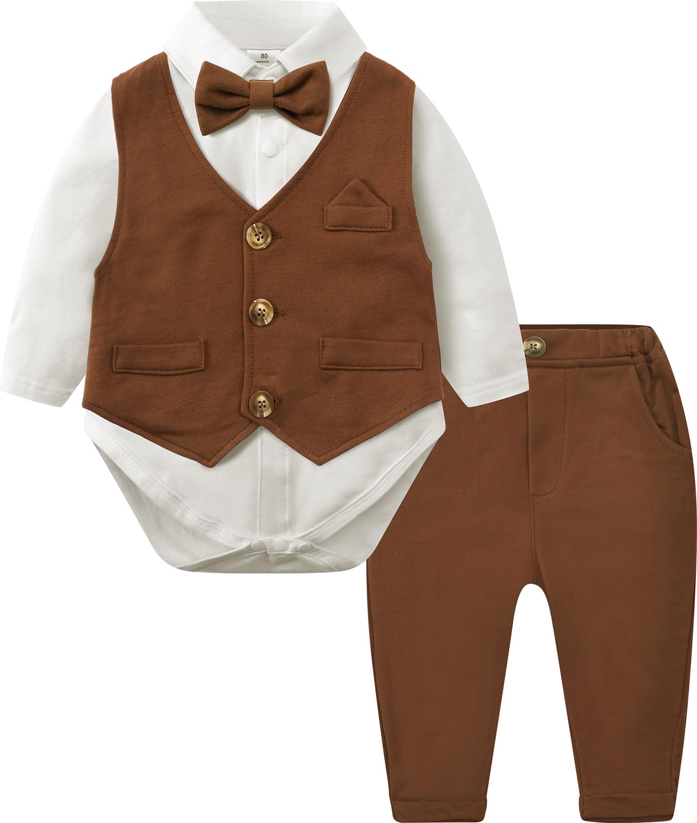 Baby Boys Thanksgiving Outfit Dress Easter Tan Fall Suit Brown 6-9 Months