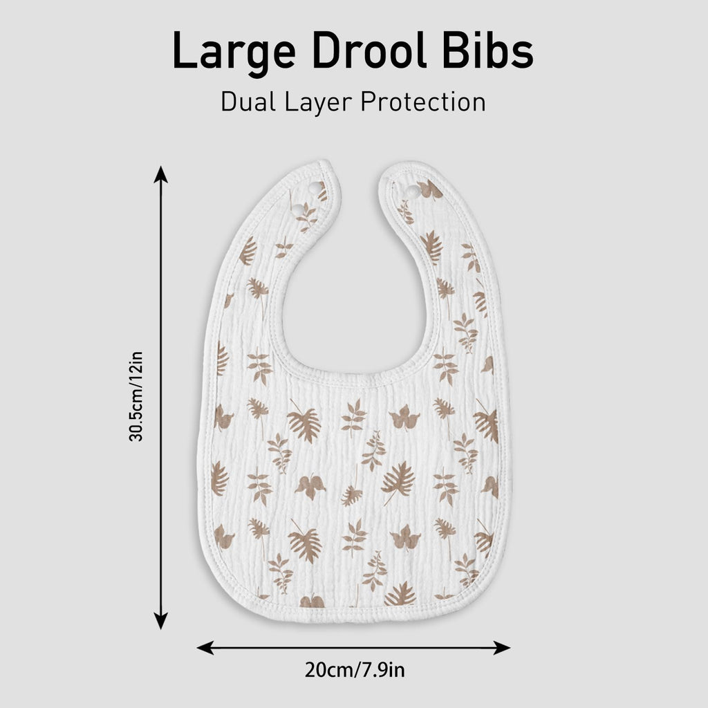 Muslin Baby Drool Bibs 10 Pack, Soft Cotton Infant Bib for Teething Newborn