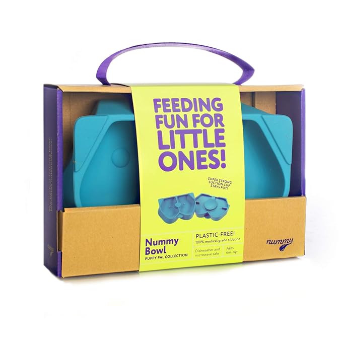 Nummy BOWL - Pure Silicone Bowl with Hidden Suction Cup for Babies and Toddlers | BPA and Phthalate Free | Microwave and Dishwasher Safe | Great Baby Gift (Blue, Puppy Pal Collection)