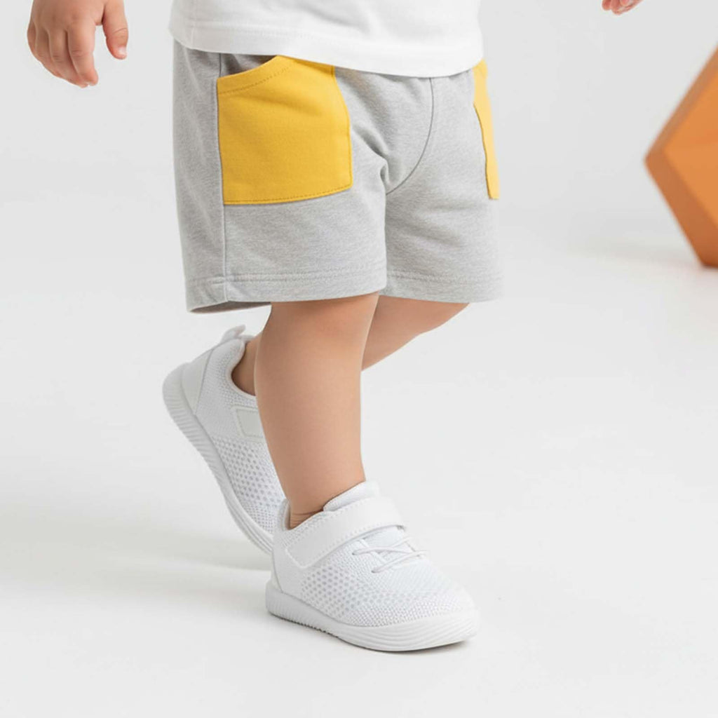 MORENDL Toddler Sneakers Baby Boys & Girls Barefoot Shoes Lightweight Breathable Walking Running Tennis Athletic Sport Shoes White 6-9Months