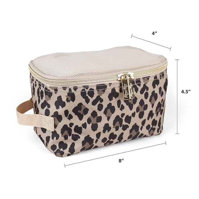 Itzy Ritzy Packing Cubes For Travel – Set of 3 Packing Cubes or Travel Organizers; Each Cube Features a Mesh Top, Double Zippers and a Fabric Handle (Leopard)