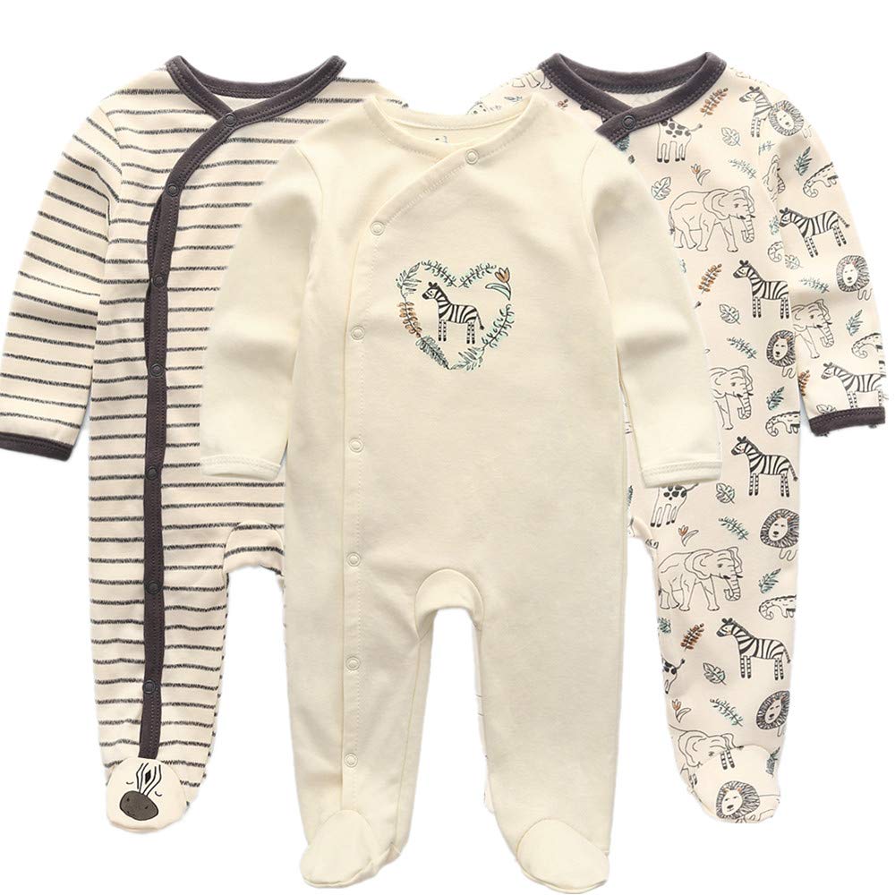 Kiddiezoom Baby and Toddler Boys'Snug Fit Footed One-Piece Romper Jumpsuit Cotton Footed Outfit
