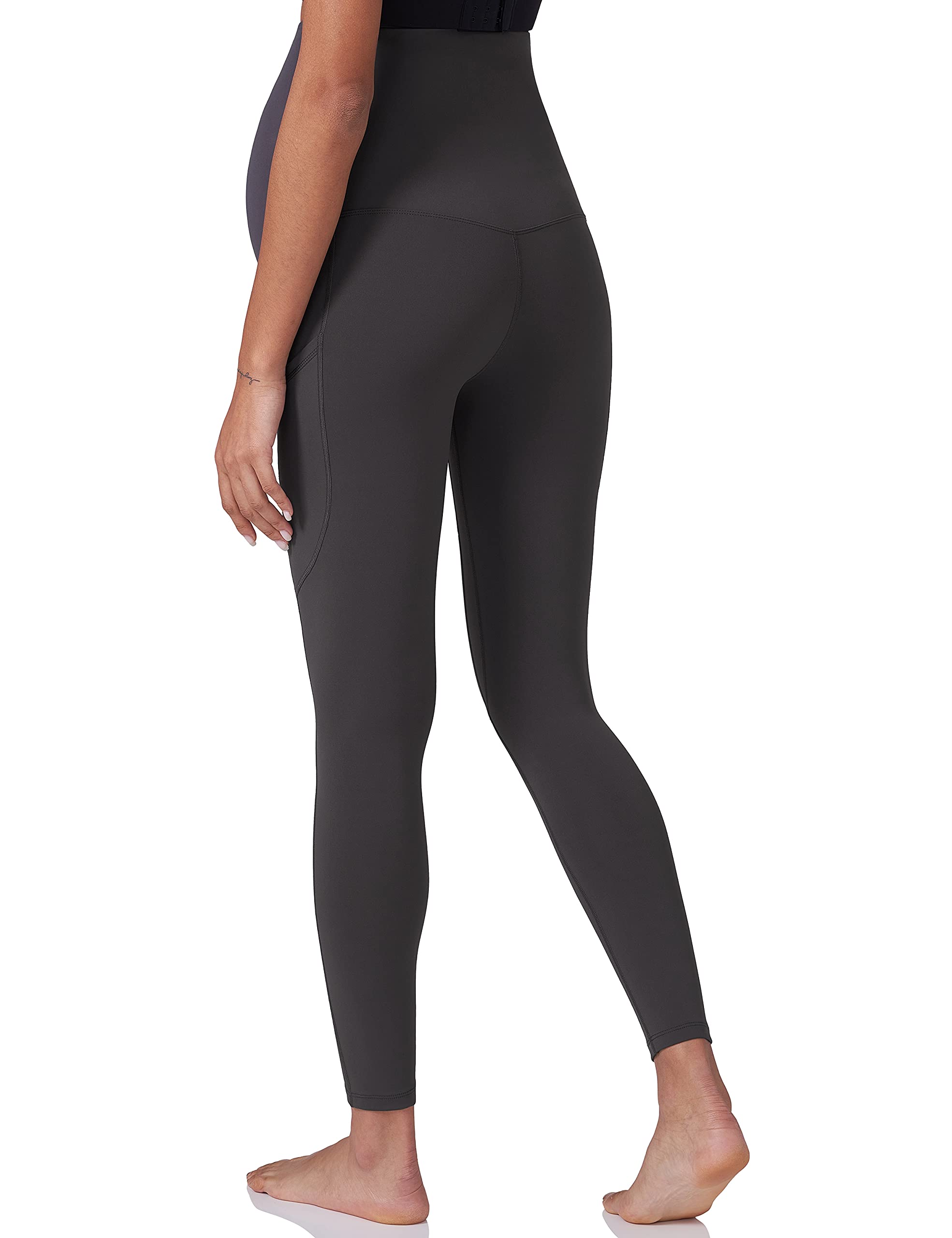 POSHDIVAH 3 Pack Women's Maternity Leggings, Black Black Grey Small