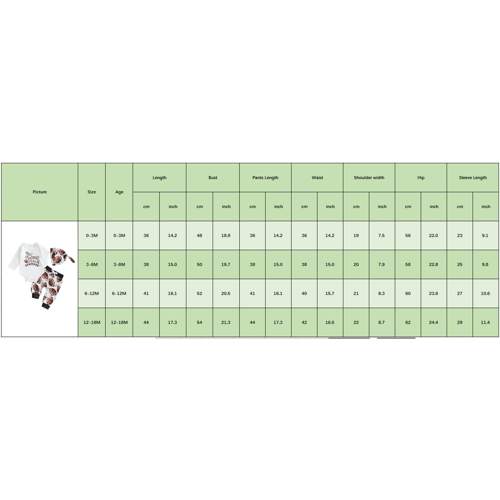 Doqcey Newborn Baby Boy Football Clothes New Player in Town Long Sleeve Romper Long Pants Hat Set Fall Coming Home Outfit (White-A, 3-6 Months)