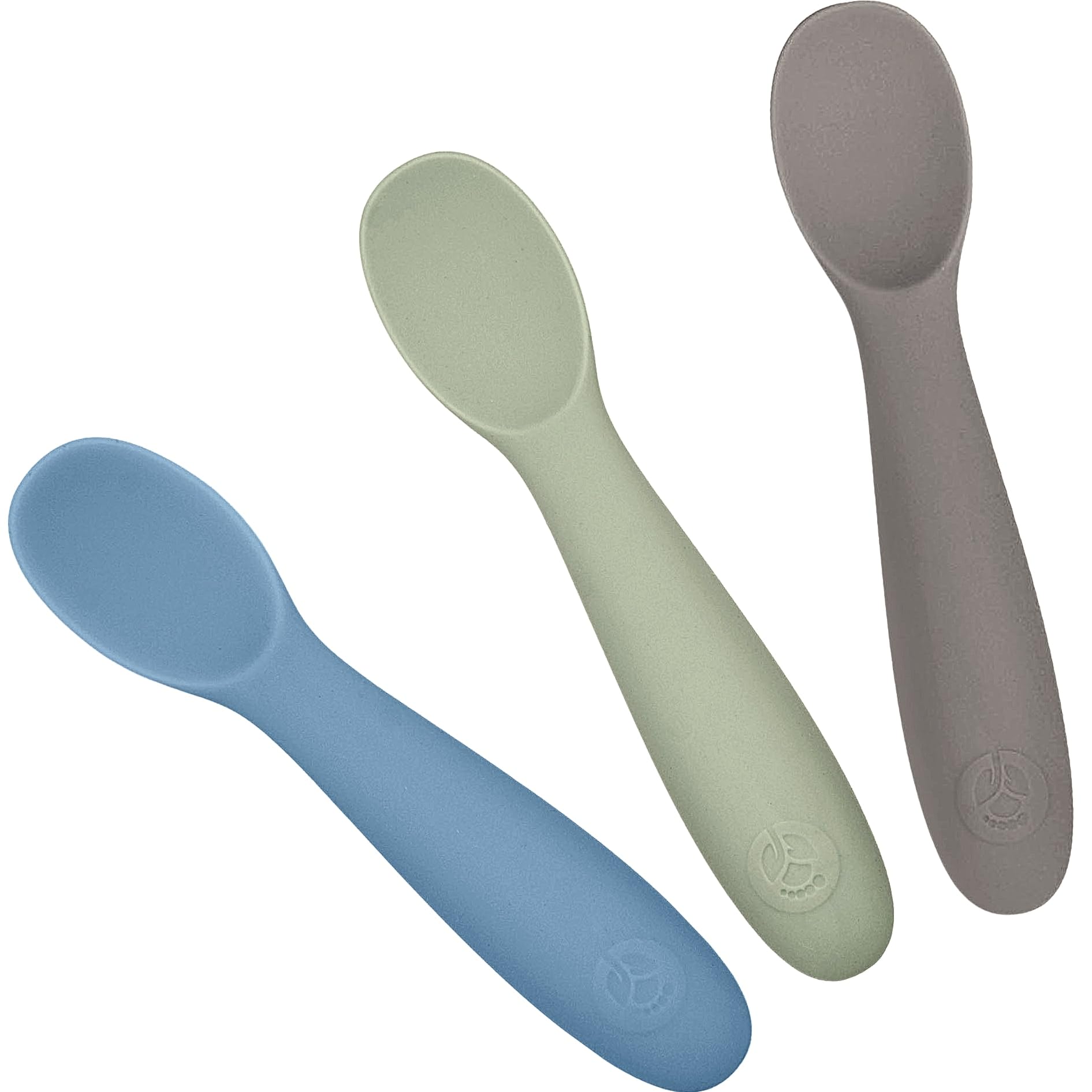 WeeSprout Baby Spoons for Self Feeding 6 Months +, Soft & Durable Silicone Utensils for Sensitive Gums & Teeth, Easy Grip Handles & Shorter Length for Little Hands, 3 Pack + Carrying Case