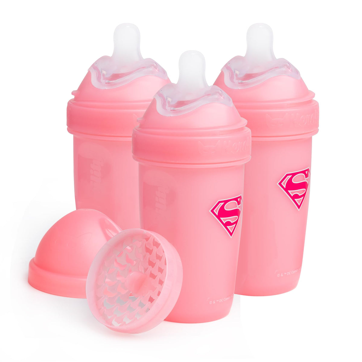 Herobility Anti-Colic Baby Bottles 8.5 fl oz/240ml - Pack of 3 Plastic Baby Bottles, Fast Flow Plastic Bottles, Breast-Shaped Teat for Breastfed Babies, Small Baby Bottles, Swedish Design, Batman