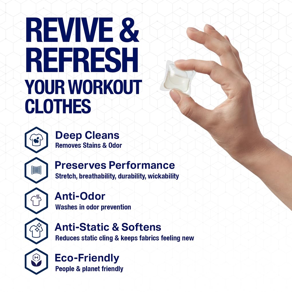 HEX Performance Activewear Laundry Detergent Packs, Unscented, 75 Count