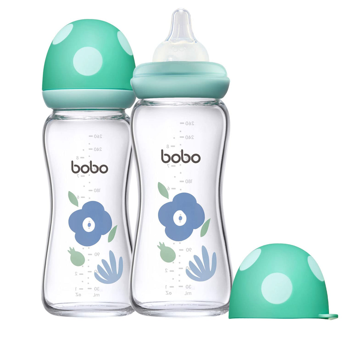 YOHKOH Natural Glass Baby Bottles, 8.8oz Red-A 4‑Pack