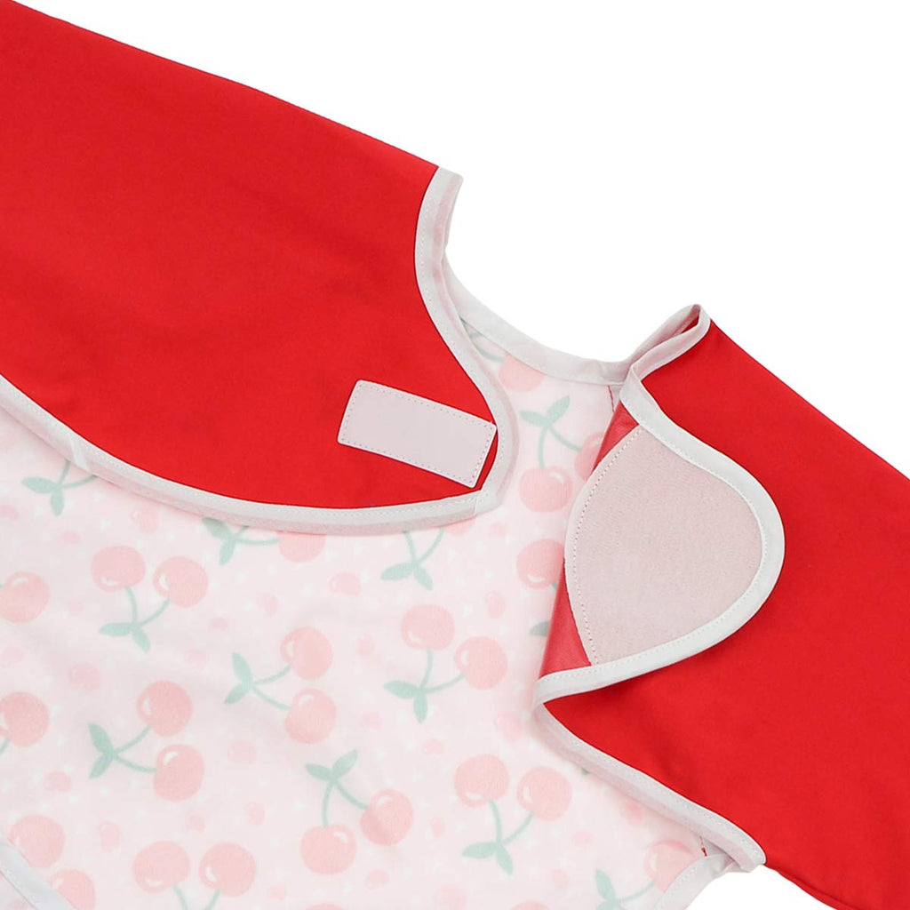 Hi Sprout Infant Toddler Baby Waterproof Sleeved Bib, Bib with Sleeves&Pocket, 6-24 Months (sweet cherry)