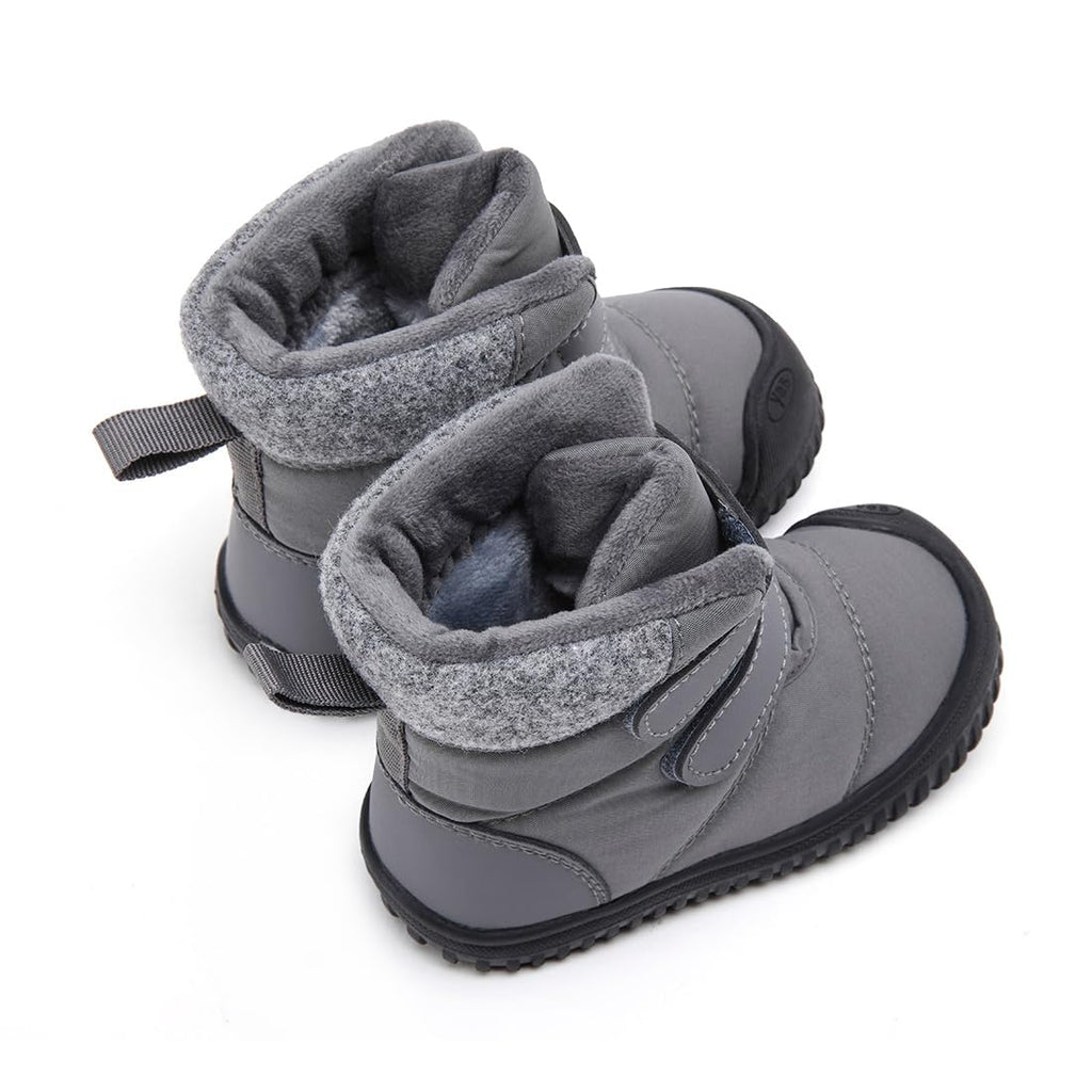 BMCiTYBM Baby Snow Winter Boots Boys Girls Shoes Double Strap Non Slip First Walking Infant 6 9 12 18 24 Months Grey Size 18-24 Months Toddler