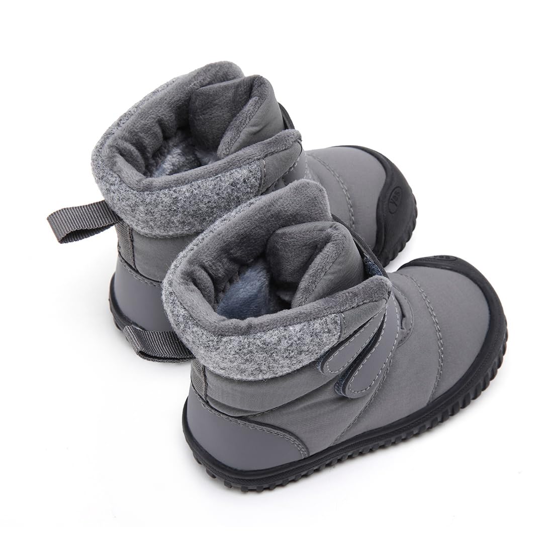 BMCiTYBM Baby Snow Winter Boots Boys Girls Shoes Double Strap Non Slip First Walking Infant 6 9 12 18 24 Months Grey Size 18-24 Months Toddler