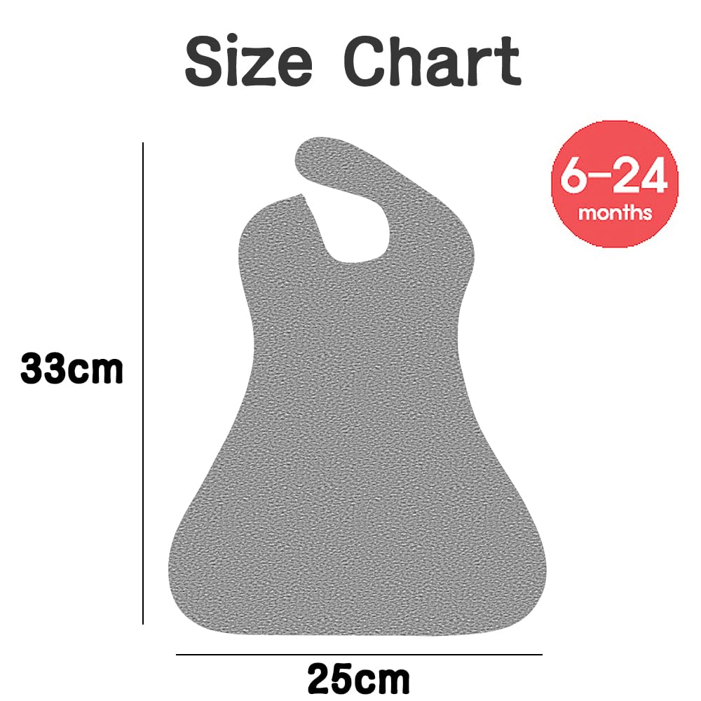 Plie Full Coverage Waterproof Feeding Bib for Toddlers – Extra Long Apron Bib for Mealtime, Self-Feeding, High Chair, Food Catcher, BPA-Free, Easy to Clean - Ivory/Star