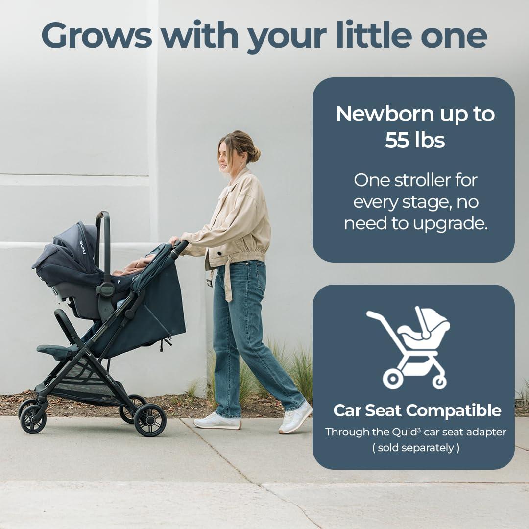 Inglesina Quid³ Stroller, Astral Blue - Compact Reclining Travel Stroller for Baby & Toddler 0-55 lbs, One Hand fold, Airplane Overhead, Lightweight, Foldable, XL UPF 50+ Canopy