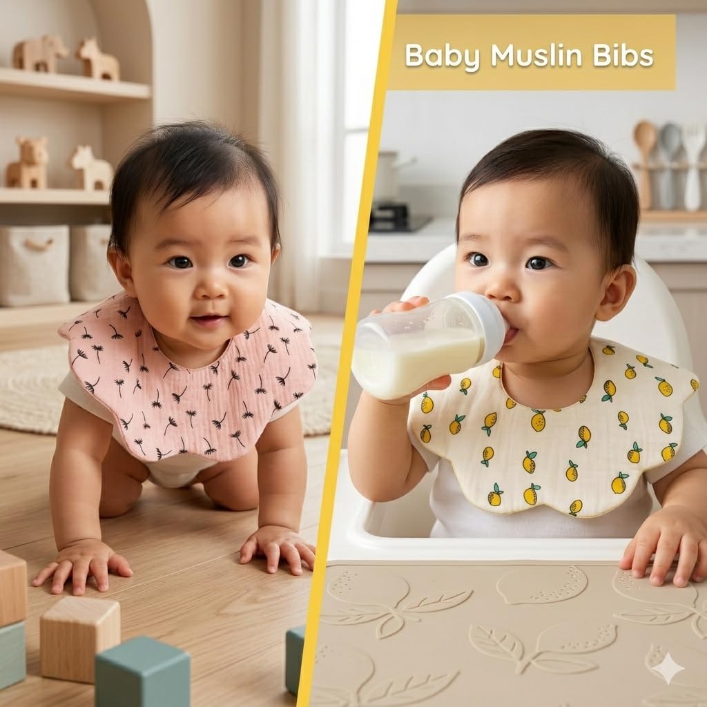 Baby Bibs Muslin Cotton Drool Teething Drooling Bibs for Baby Girl Boy