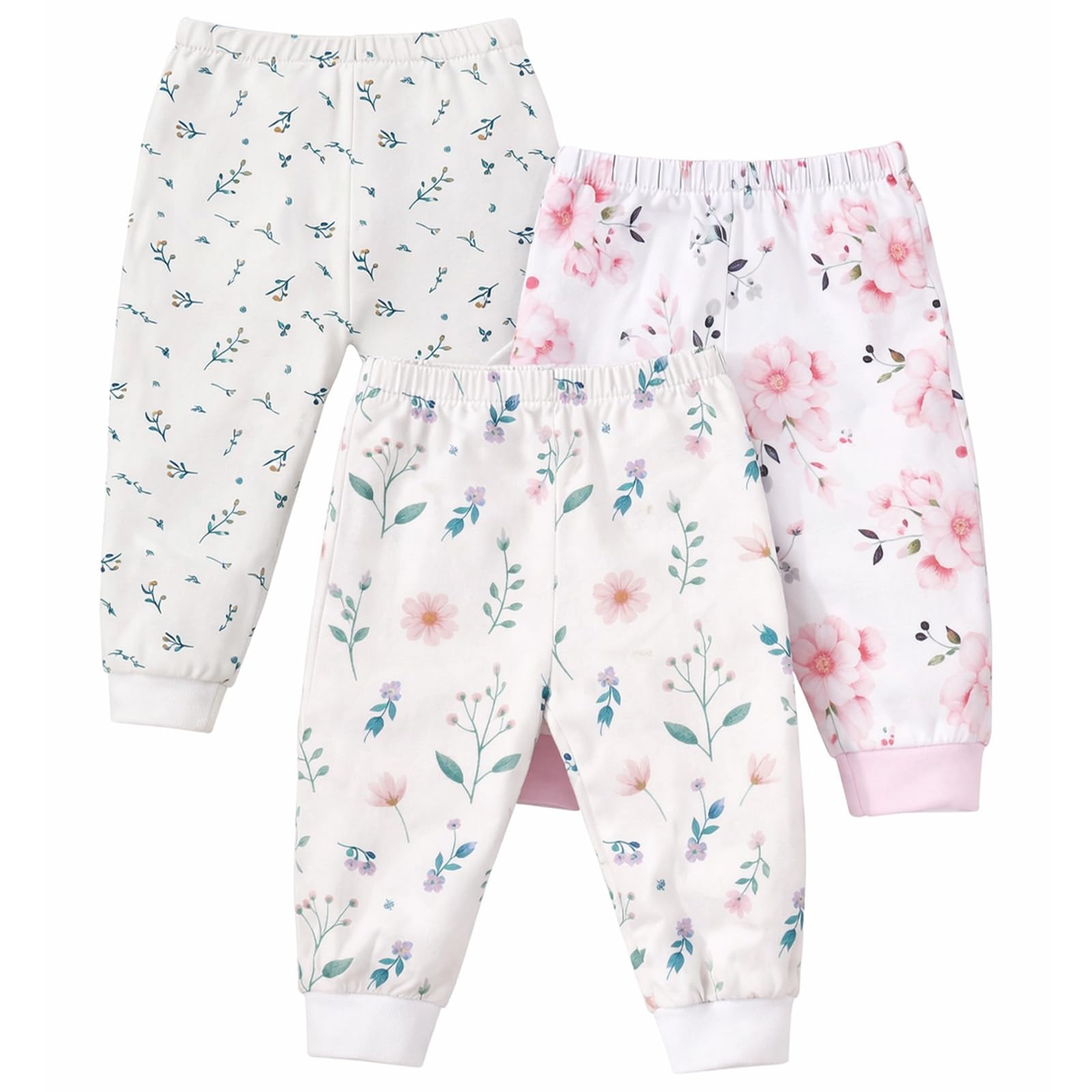 littogoose Baby Jogger Pants with Elastic Cuffs – Stay-On Lightweight Toddler Joggers, Soft & Stretchy Baby Pants, 3-Pack