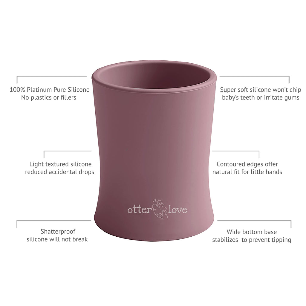 otterlove Silicone Baby & Toddler Training Cup - Pediatric OT Approved - 100% Platinum Pure LFGB Silicone - Unbreakable - Plastic Free - Tiny Cup Perfect for Baby Led Weaning (Woodchuck)