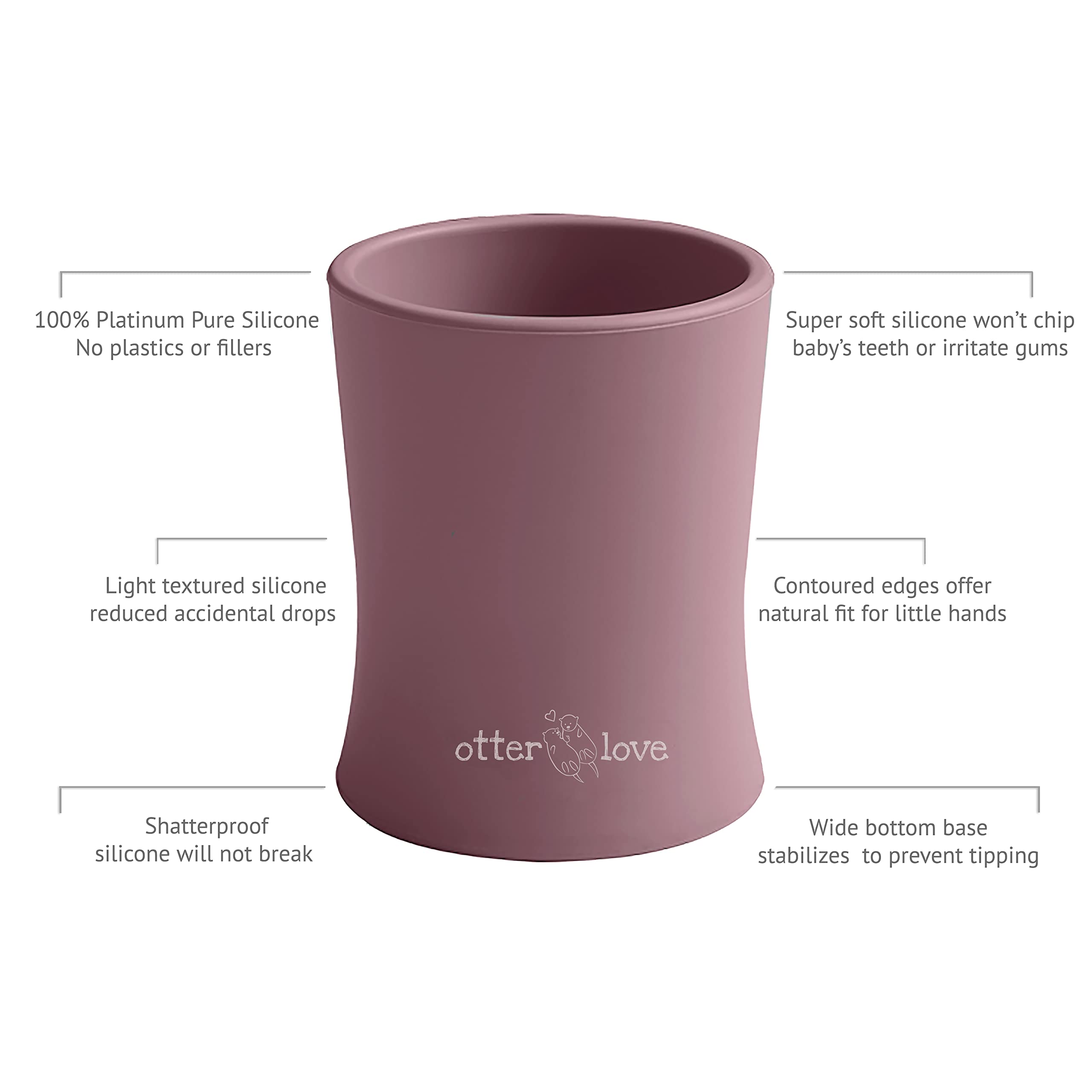 otterlove Silicone Baby & Toddler Training Cup - Pediatric OT Approved - 100% Platinum Pure LFGB Silicone - Unbreakable - Plastic Free - Tiny Cup Perfect for Baby Led Weaning (Woodchuck)