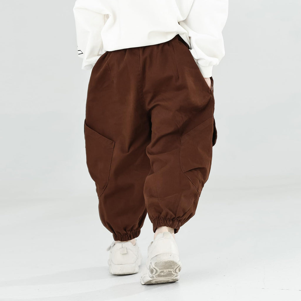 MINI PANDA Toddler Pants Boys& Girls, Relaxed Stretch Twill Toddler Casual Pants Coffee