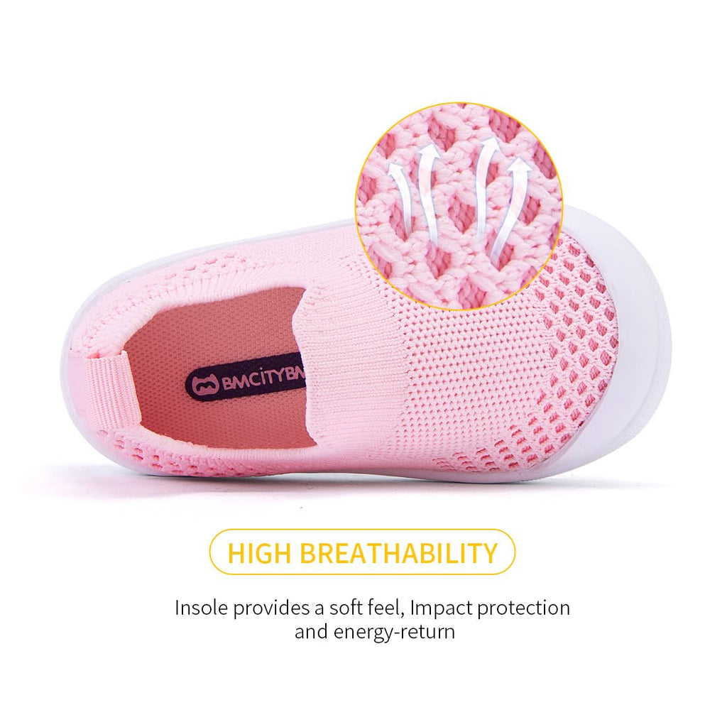 BMCiTYBM Toddler Walking Shoes Baby Boy Girl Barefoot Sneakers Pink Size 8