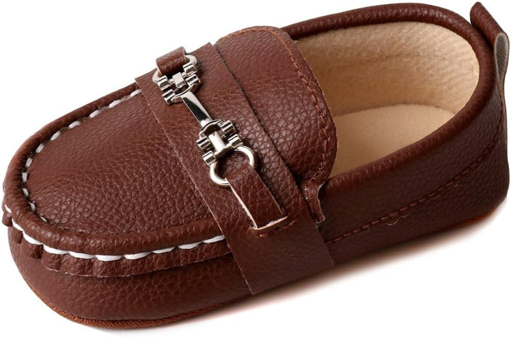LONSOEN Baby Girls Boys Loafers Prewalker Dress Crib Shoes