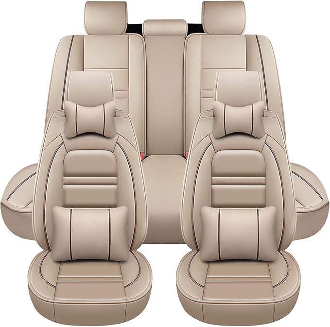 Car Seat Covers for kia sportage 2005-2025 | 5-Seats Seat Covers, Waterproof Seat Protectors, Automotive Seat Covers (Full Set with Pillow,Beige)