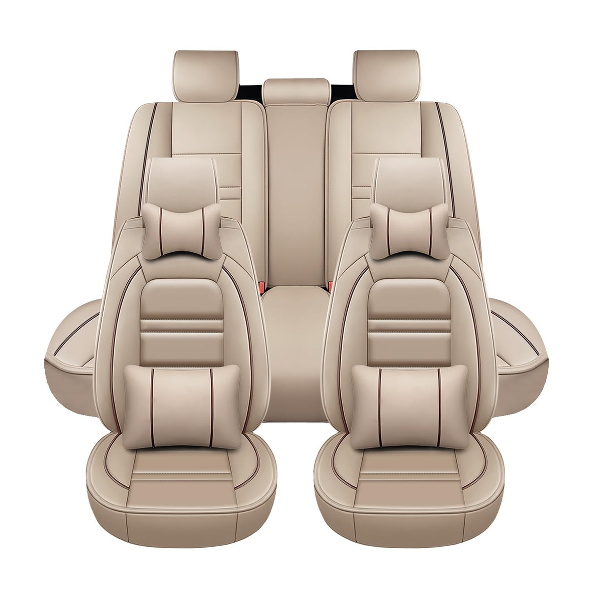 PACKMACH Car Seat Covers for Hyundai Car Elantra 2001-2025 | 5-Seats Seat Covers, Waterproof Seat Protectors, Automotive Seat Covers (Full Set with Pillow,Beige)