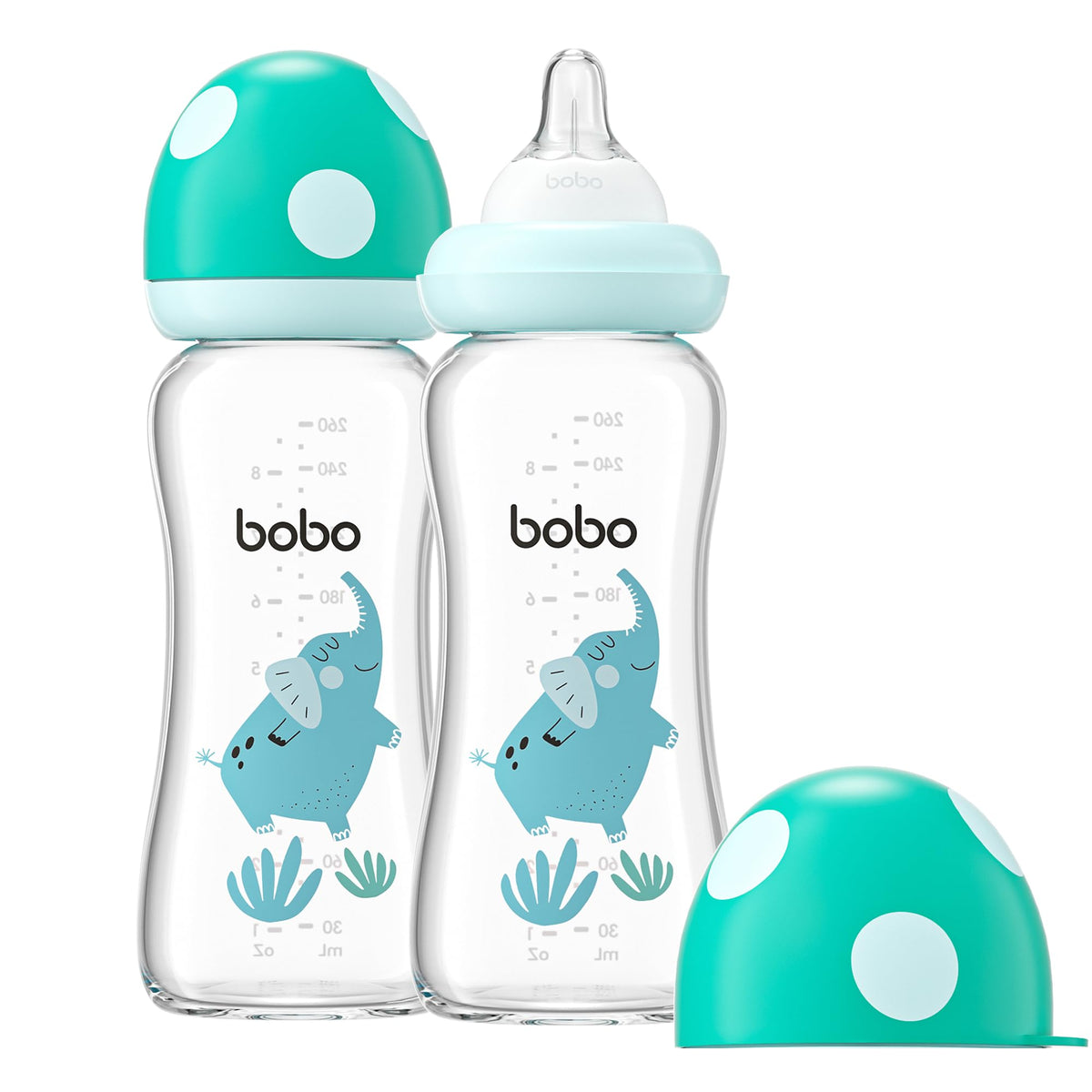 YOHKOH Natural Glass Baby Bottles, 8.8oz Red-A 4‑Pack