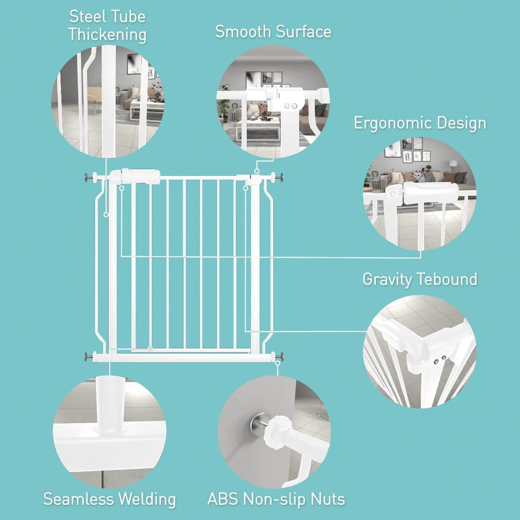 WAOWAO 62.19-66.88" Extra Wide Baby Gate Pressure Mounted 30" Tall White