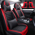 Leather Car Seat Covers for Toyota Corolla 2006-2024,Car Seat Covers Full Set,Seat Covers with Safety,Waterproof Seat Cover Compatible Airbag(5pcs Black&Red Bars Luxury)