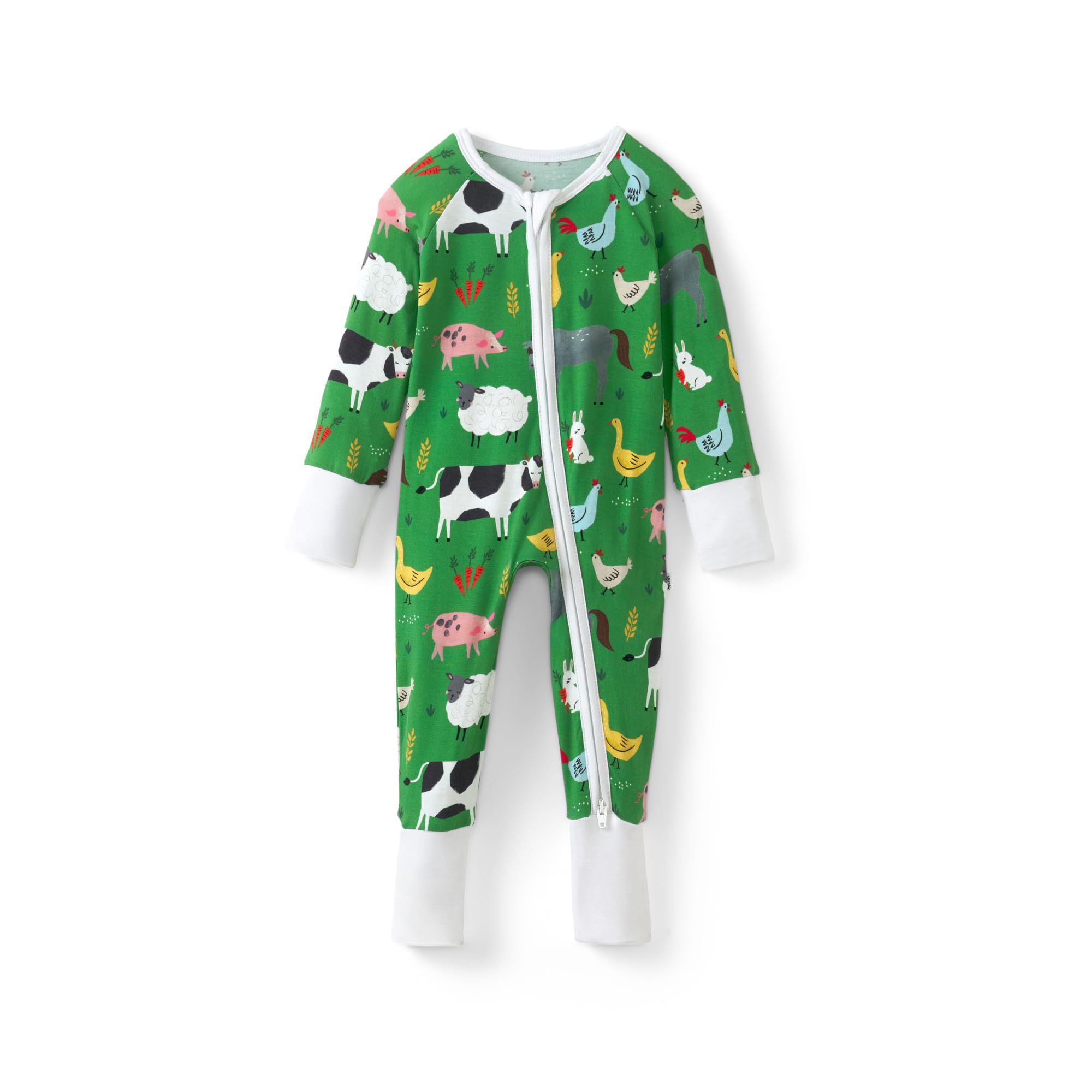 Little Sleepies Baby Pajamas, Green Farm Animals, 3T