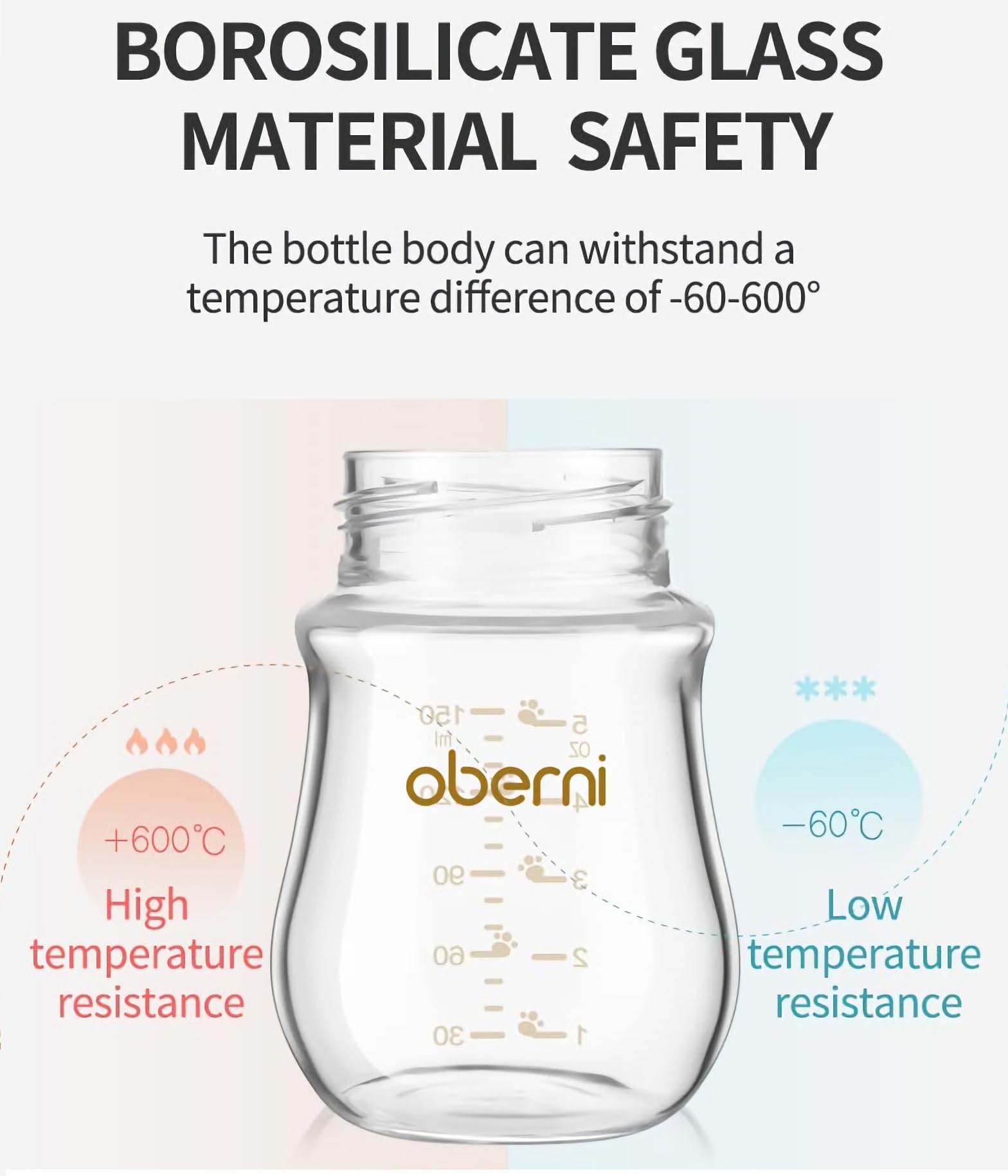 Oberni Glass Baby Bottles,Anti Colic Breastfeeding Bottle with Natural Response Nipple Size S,Wide Neck Slow Flow Baby Bottle for Baby,Newborn,Preemie 0-3 0-6 Month,BPA Free (Blue, 1 Pack, 4 Ounce)