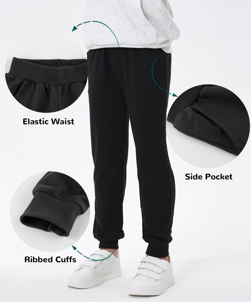 GFQLONG Toddler Boys Pants 100% Cotton Joggers Sweatpants with Pockets 4-5T