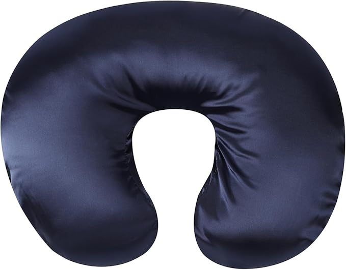 Satin Nursing Pillow Cover Set 2 Pack Ultra Soft Silk Compatible with Boppy Pillow for Breastfeeding Pillow Protect for Baby Hair and Skin Grey & Navy