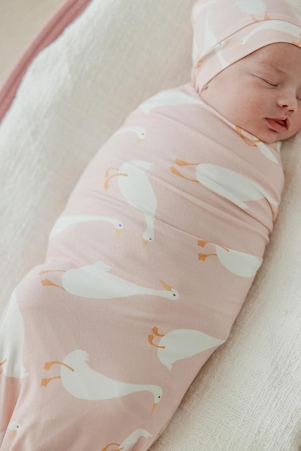 Copper Pearl Baby Swaddle Blanket - Premium Knit Baby Blanket, Large Soft Stretchy Receiving Blankets for Baby Girl, Swaddles for Newborn, Infant, and Toddler (Goosie)