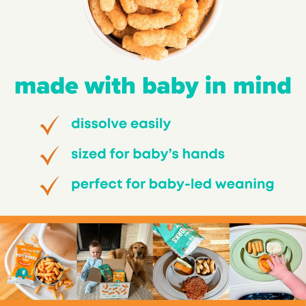 Puffworks Organic Baby Peanut Butter Puffs, 0.5 oz, 12 Pack