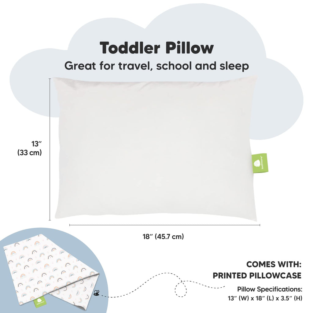 Toddler Pillow with Pillowcase 13x18 My Little Dreamy Pillow(Jolly Rainbow)