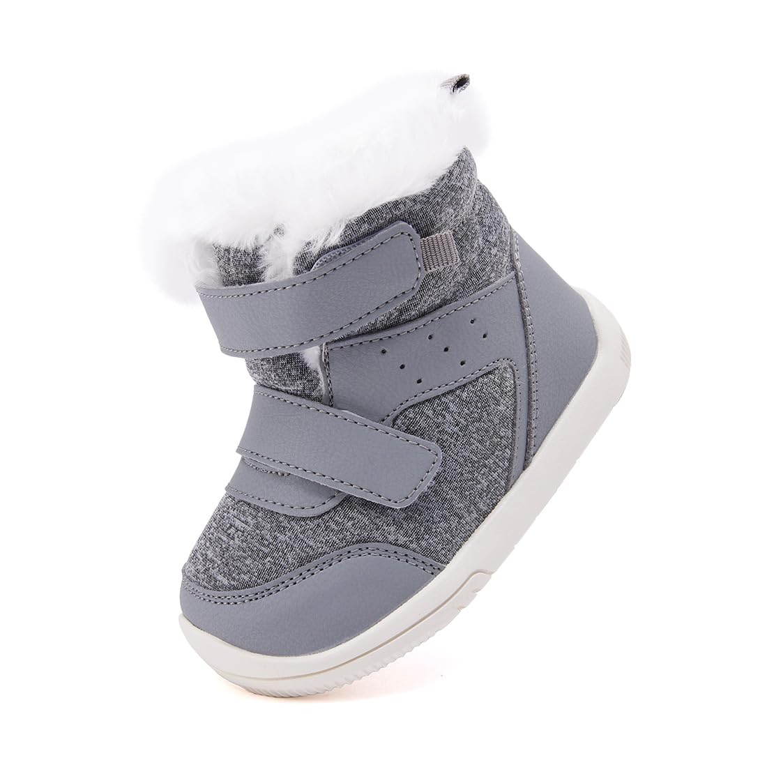 BMCiTYBM Baby Snow Winter Boots Boys Girls Shoes Warm Double Strap Non Slip First Walking Infant 6 9 12 18 24 Months Grey Size 6-12 Months Infant